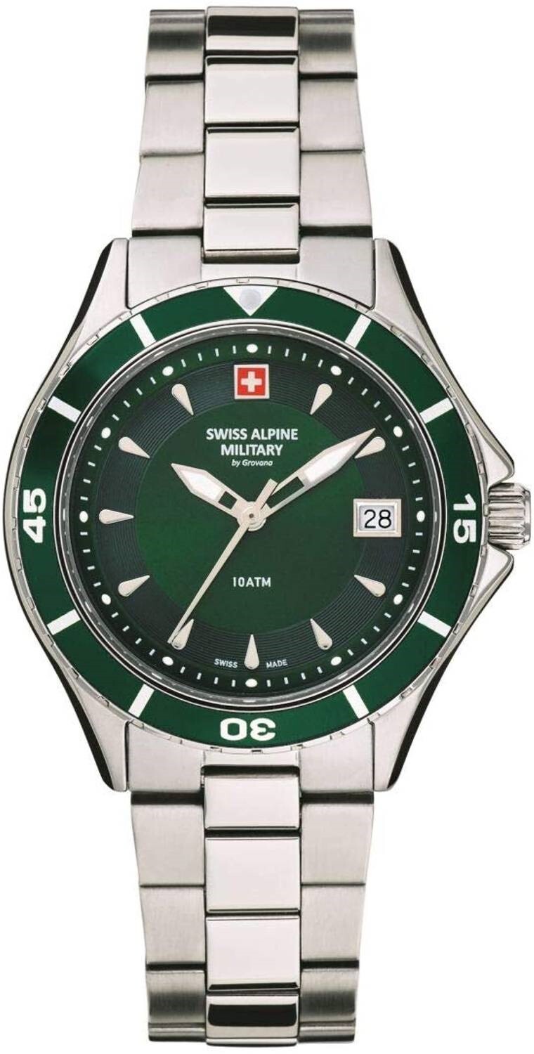 Swiss Alpine Military Damklocka 7740.1134 Nautilus Grön/Stål Ø36 mm - Swiss Alpine Military