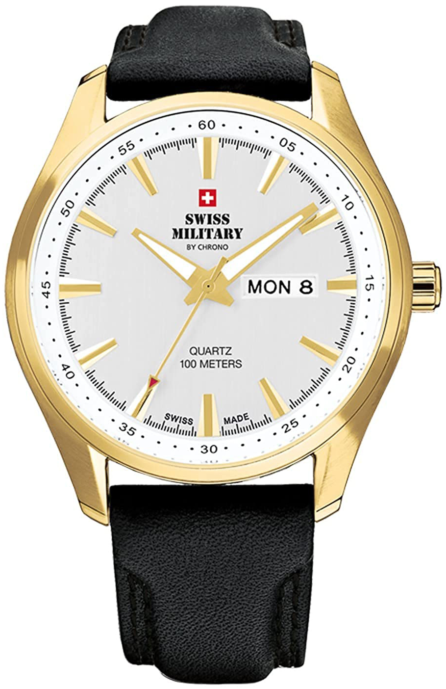 Swiss Military by Chrono Herrklocka SM34027.08 Chrono Vit/Läder Ø44 - Swiss Military by Chrono