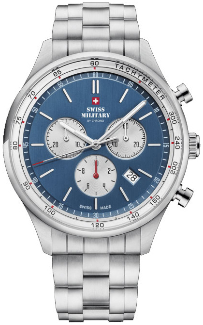 Swiss Military by Chrono Herrklocka SM34081.03 Chrono Blå/Stål Ø42 - Swiss Military by Chrono