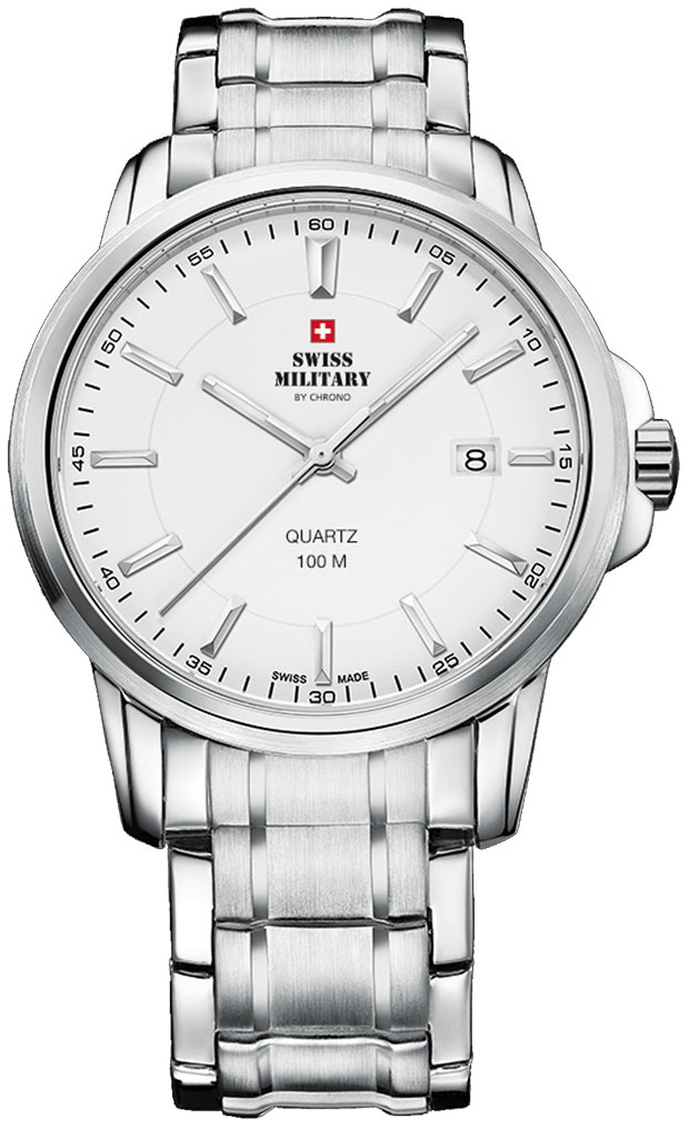 Swiss Military by Chrono Herrklocka SM34039.02 Classic Vit/Stål Ø40