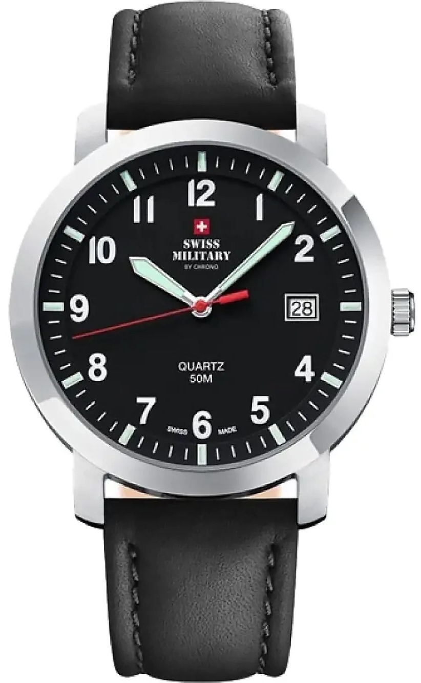 Swiss Military by Chrono Herrklocka SM34083.10 Classic Svart/Läder