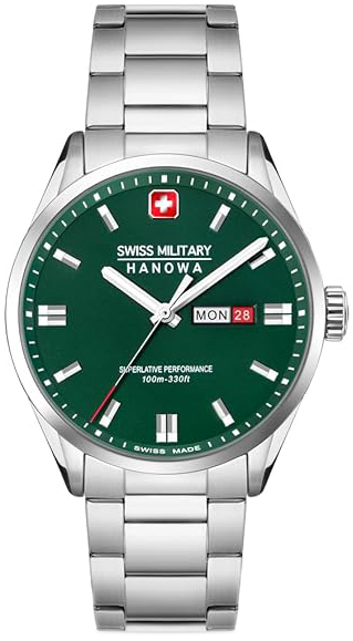Swiss Military Hanowa Herrklocka SMWGH0001603 Hanowa Grön/Stål Ø43 - Swiss Military Hanowa