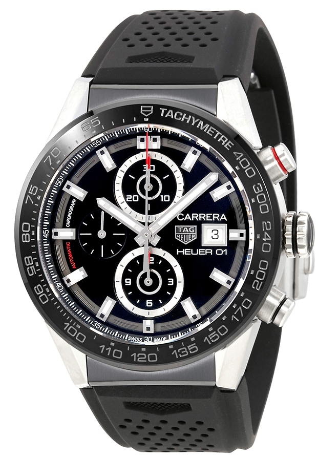 TAG Heuer Herrklocka CAR201Z.FT6046 Carrera Svart/Gummi Ø43 mm - TAG Heuer