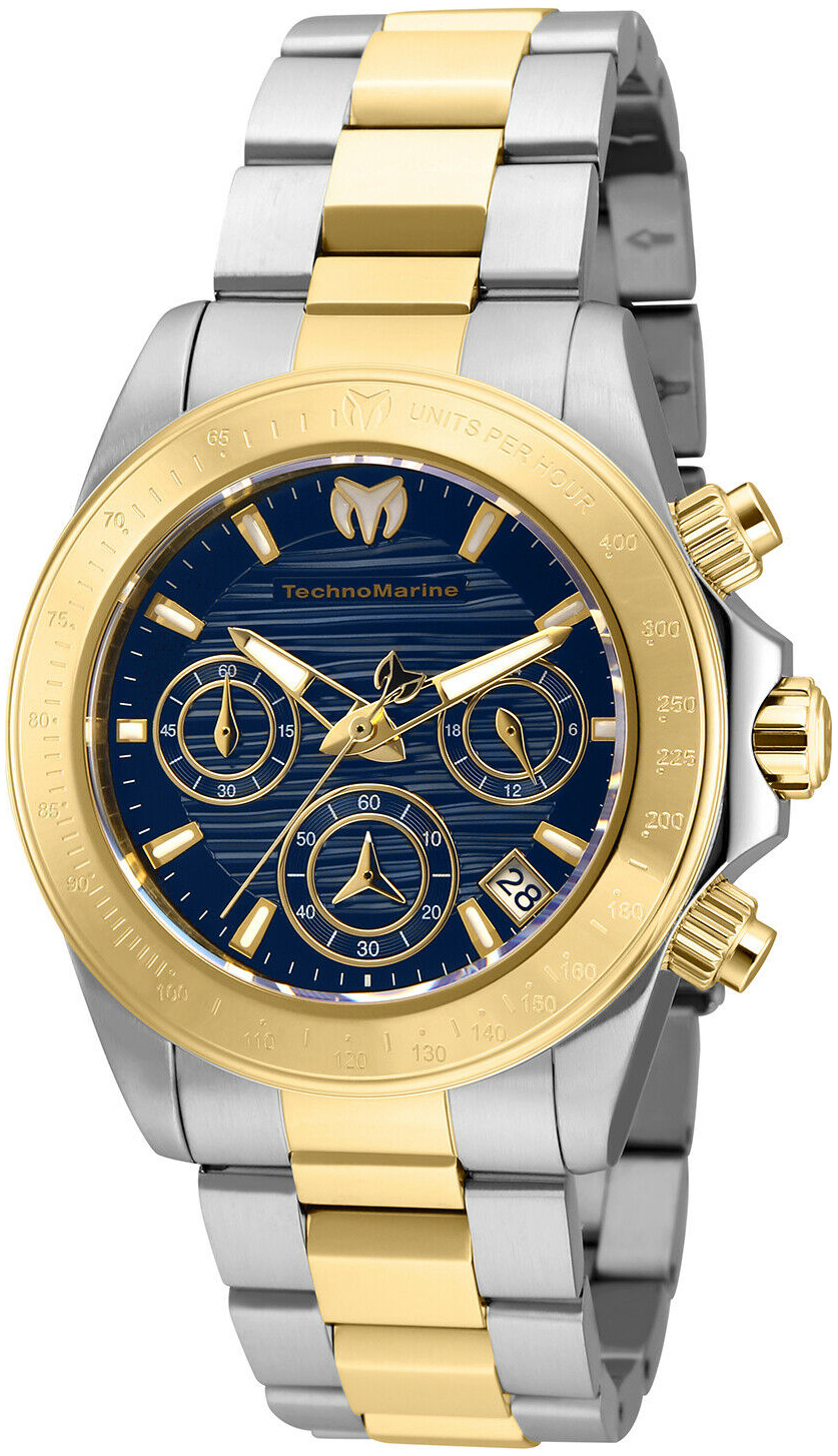 Technomarine Damklocka TM-219012 Bl&aring;/Gulguldtonat st&aring;l &Oslash;38 mm