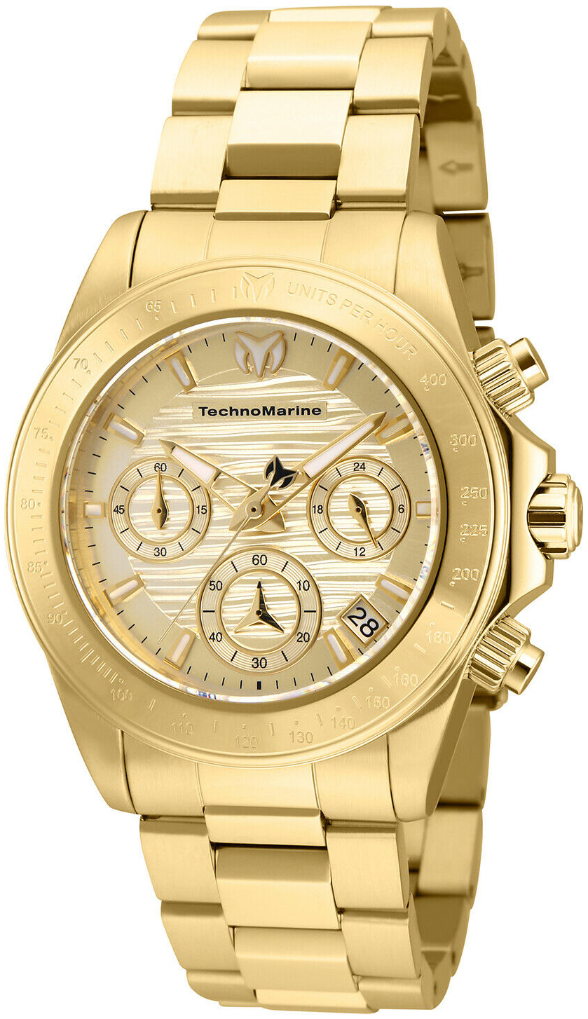 Technomarine Damklocka TM-219013 Champagnef&auml;rgad/Gulguldtonat st&aring;l