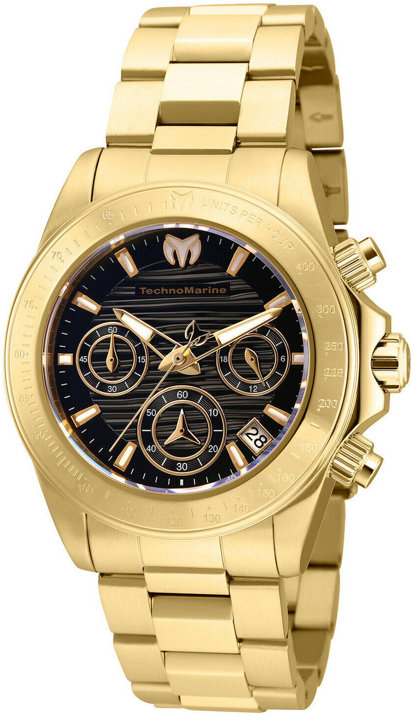 Technomarine Damklocka TM-219014 Svart/Gulguldtonat st&aring;l &Oslash;38 mm