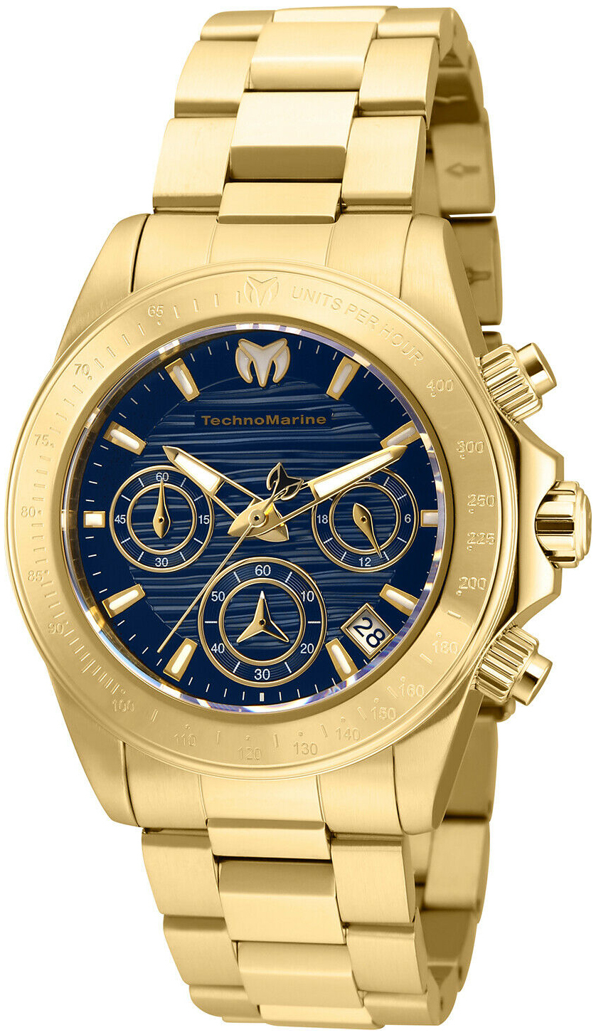 Technomarine Damklocka TM-219015 Bl&aring;/Gulguldtonat st&aring;l &Oslash;38 mm