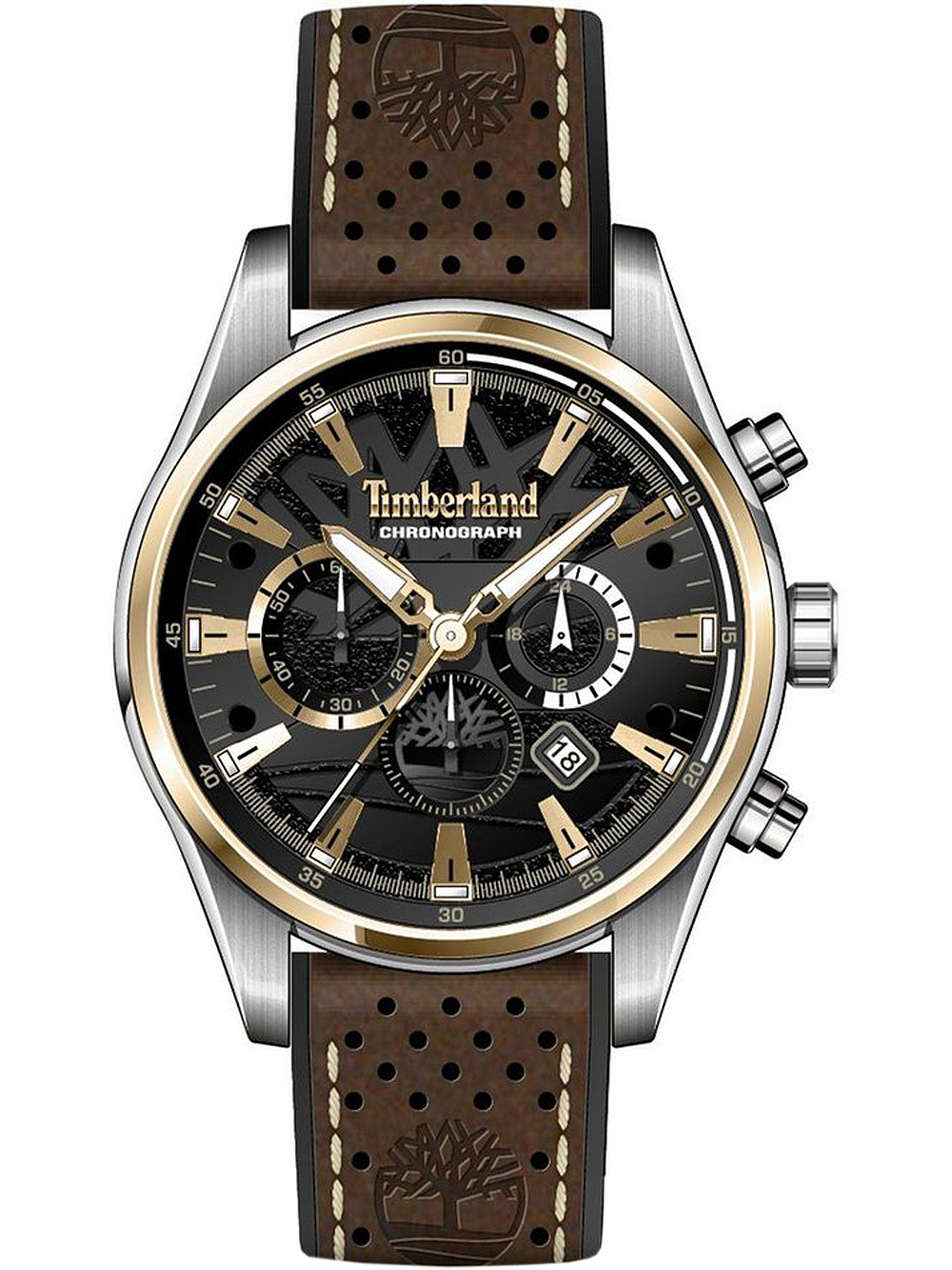 Timberland Herrklocka TDWGC2102402 Aldridge Svart/Läder Ø46 mm - Timberland