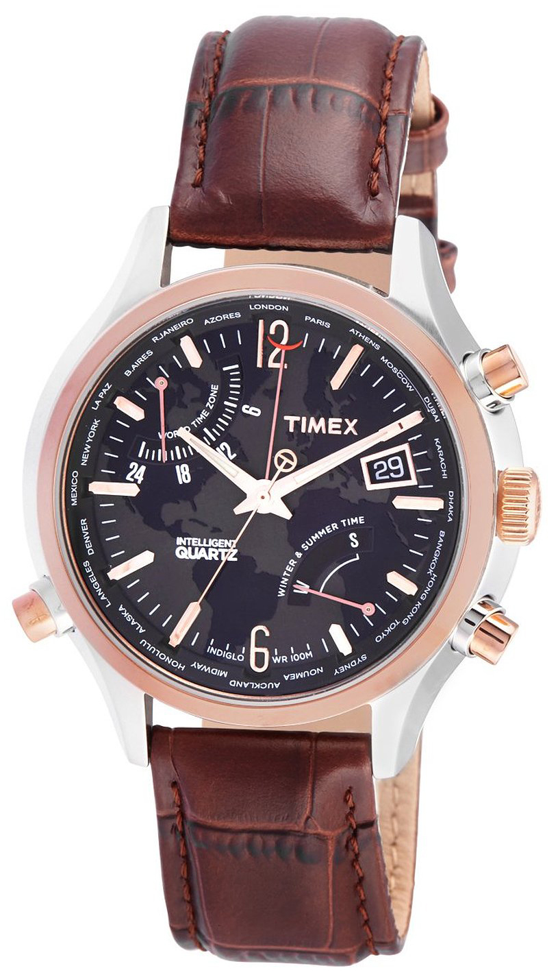 Timex Intelligent Herrklocka T2N942 Svart/Läder Ø44 mm