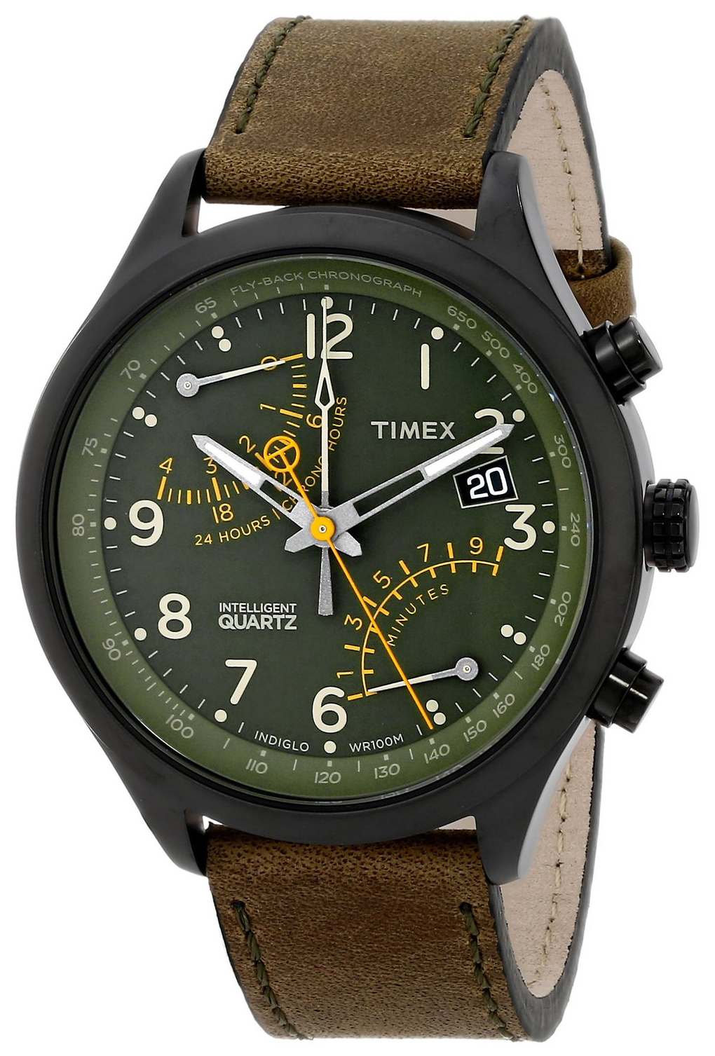 Timex Intelligent Herrklocka T2P381 Grön/Läder Ø43 mm - Timex