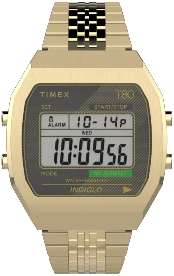 Timex TW2V74300 T80 LCD/Gulguldtonat stål - Timex