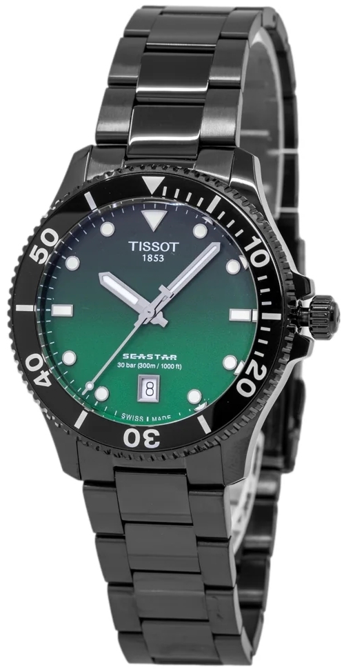 Tissot Herrklocka T120.410.33.091.00 Seastar 1000 Grön/Stål Ø40 mm - Tissot