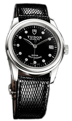 Tudor Glamour Date 55000-BDIDBLZS Svart/Läder Ø36 mm