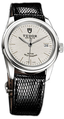 Tudor Glamour Date 55000-SIDBLZSP Silverfärgad/Läder Ø36 mm - Tudor