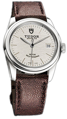 Tudor Glamour Date 55000-SIDBRJLSP Silverfärgad/Läder Ø36 mm - Tudor