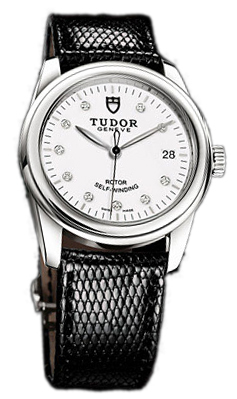 Tudor Glamour Date 55000-WDIDBLZS Vit/Läder Ø36 mm - Tudor