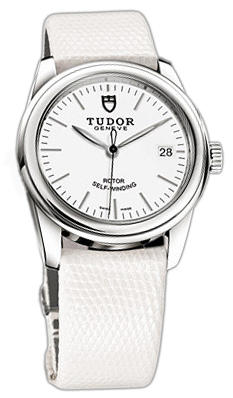 Tudor Glamour Date 55000-WIDWLZS Vit/Läder Ø36 mm - Tudor