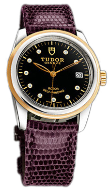Tudor Glamour Date 55003-BDIDPRLZS Svart/Läder Ø36 mm