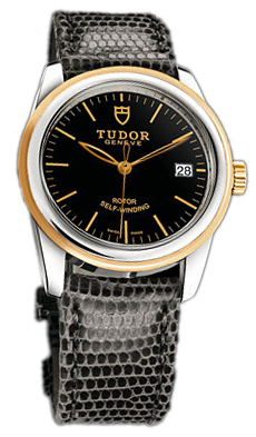 Tudor Glamour Date 55003-BIDGLZS Svart/Läder Ø36 mm