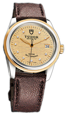 Tudor Glamour Date 55003-CHDIDBRJLSP Champagnefärgad/Läder Ø36 mm - Tudor