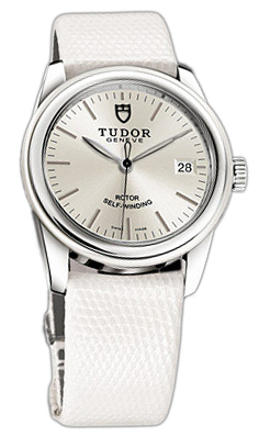 Tudor Glamour Date 55010W-SIDWLZS Silverfärgad/Läder Ø36 mm - Tudor