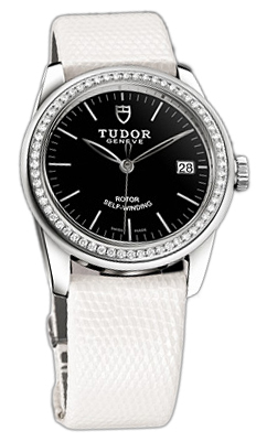 Tudor Glamour Date 55020-BIDWLZS Svart/Läder Ø36 mm - Tudor