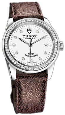 Tudor Glamour Date 55020-WDIDBRJLS Vit/Läder Ø36 mm - Tudor