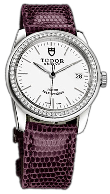 Tudor Glamour Date 55020-WIDPRLZS Vit/Läder Ø36 mm