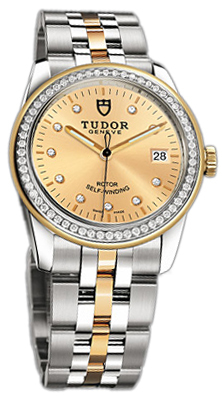 Tudor Glamour Date 55023-68053-CHDIDSTL Champagnefärgad/18 karat gult
