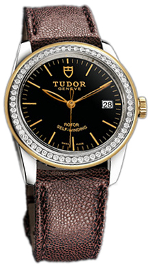 Tudor Glamour Date 55023-BIDBRJLS Svart/Läder Ø36 mm - Tudor