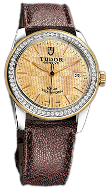 Tudor Glamour Date 55023-CHIDBRJLSP Champagnefärgad/Läder Ø36 mm - Tudor