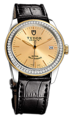 Tudor Glamour Date 55023-CHIDSBLS Champagnefärgad/Läder Ø36 mm - Tudor
