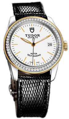 Tudor Glamour Date 55023-WIDBLZS Vit/Läder Ø36 mm
