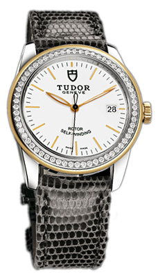 Tudor Glamour Date 55023-WIDGLZS Vit/Läder Ø36 mm - Tudor