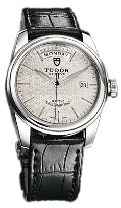 Tudor Glamour Day-Date Herrklocka 56000-SIDSBLSP Silverfärgad/Läder Ø39 - Tudor