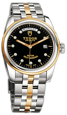 Tudor Glamour Day-Date Herrklocka 56003-68063-BDIDGDSTL Svart/18 karat - Tudor