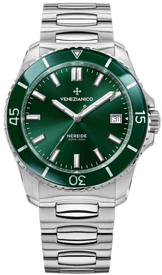 Venezianico Herrklocka 3321511C Nereide Gr&ouml;n/St&aring;l &Oslash;42 mm