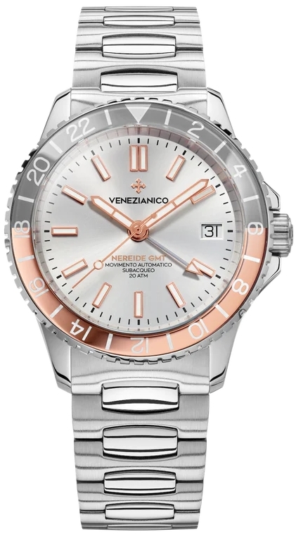 Venezianico Herrklocka 3521503C Nereide GMT Silverfärgad/Stål Ø39