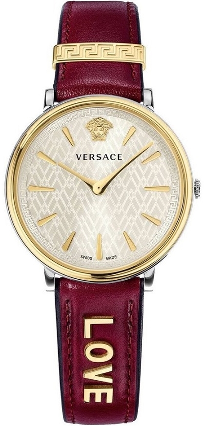 Versace Damklocka VBP020017 V Circle Silverfärgad/Läder Ø38 mm - Versace