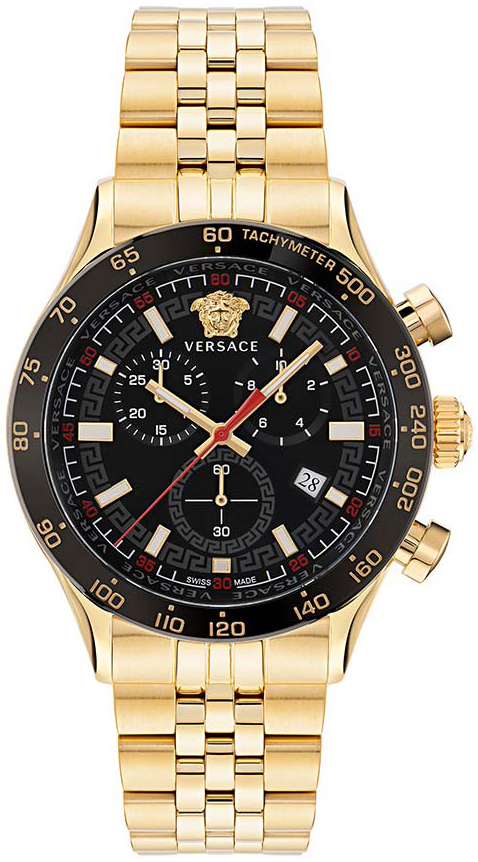 Versace Herrklocka VE2U00622 Hellenyium Svart/Gulguldtonat stål Ø44 - Versace