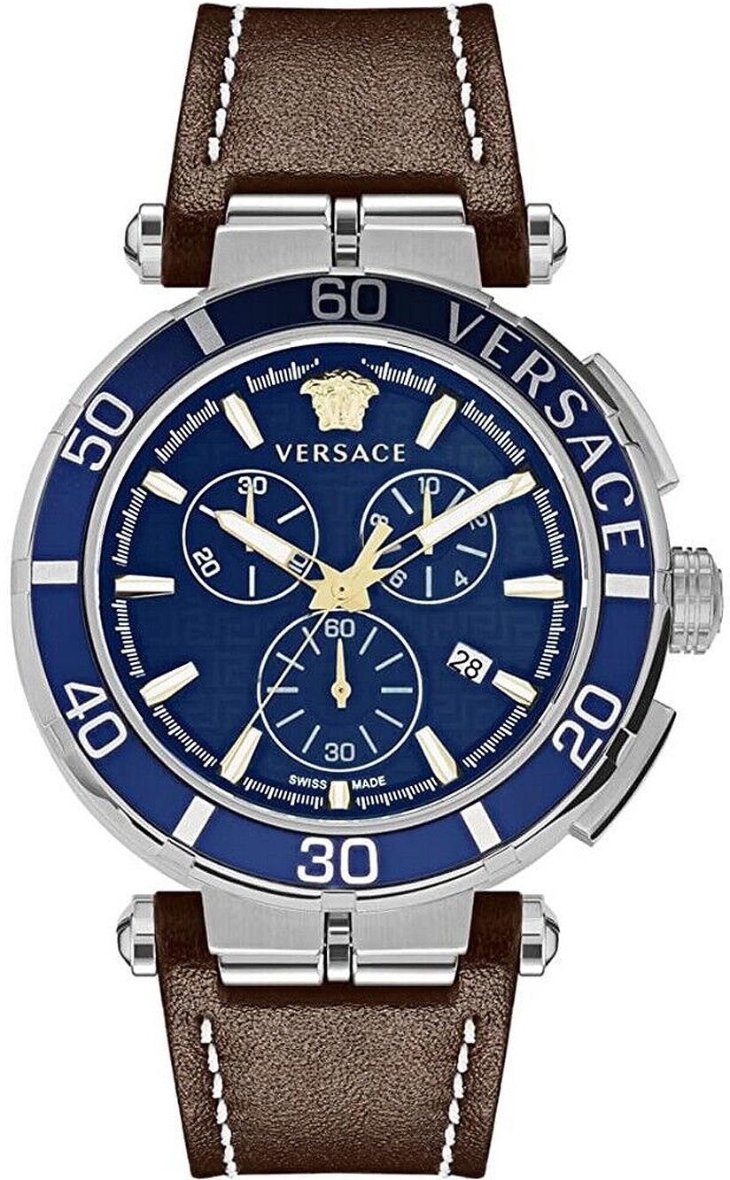 Versace Herrklocka VE3L00122 Greca Blå/Läder Ø45 mm - Versace