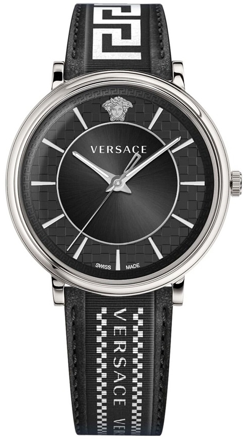Versace Herrklocka VE5A01321 V Circle Svart/Läder Ø42 mm - Versace