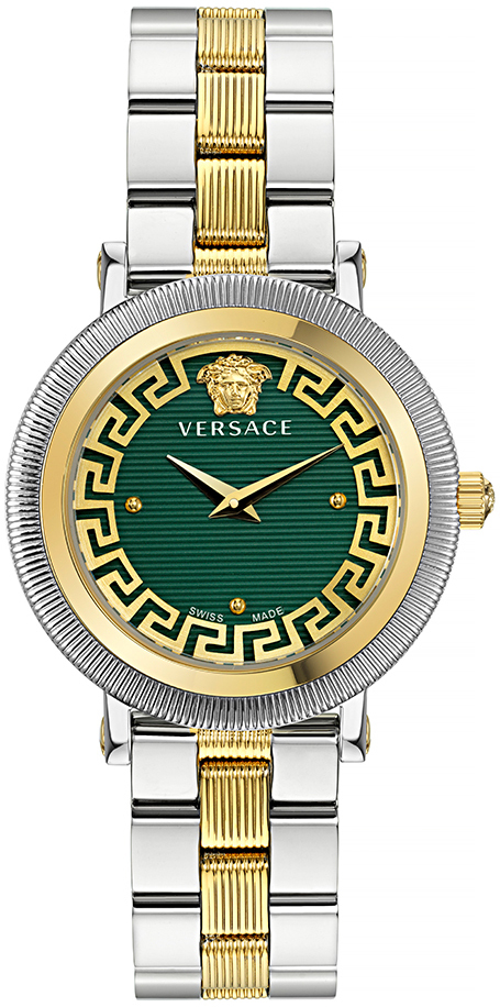 Versace Damklocka VE7F00523 Greca Grön/Gulguldtonat stål Ø35 mm - Versace