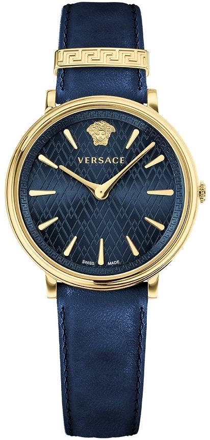 Versace Damklocka VE8100419 V Circle Blå/Läder Ø38 mm - Versace