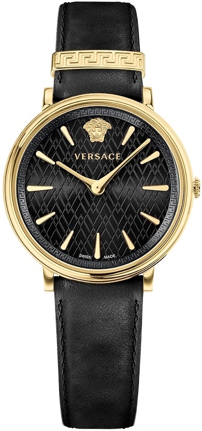 Versace Damklocka VE8100819 V Circle Svart/Läder Ø38 mm - Versace