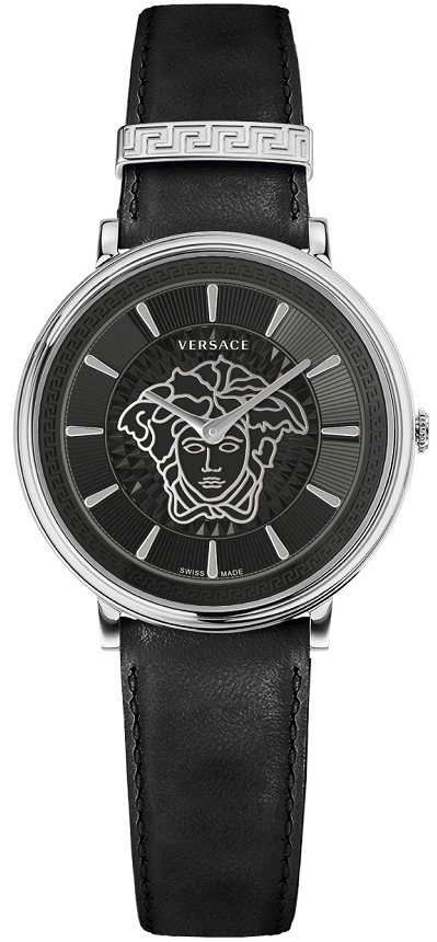 Versace Damklocka VE8102619 V Circle Svart/Läder Ø38 mm - Versace