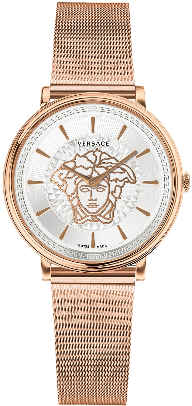 Versace Damklocka VE8103019 V Circle Silverfärgad/Roséguldstonat - Versace