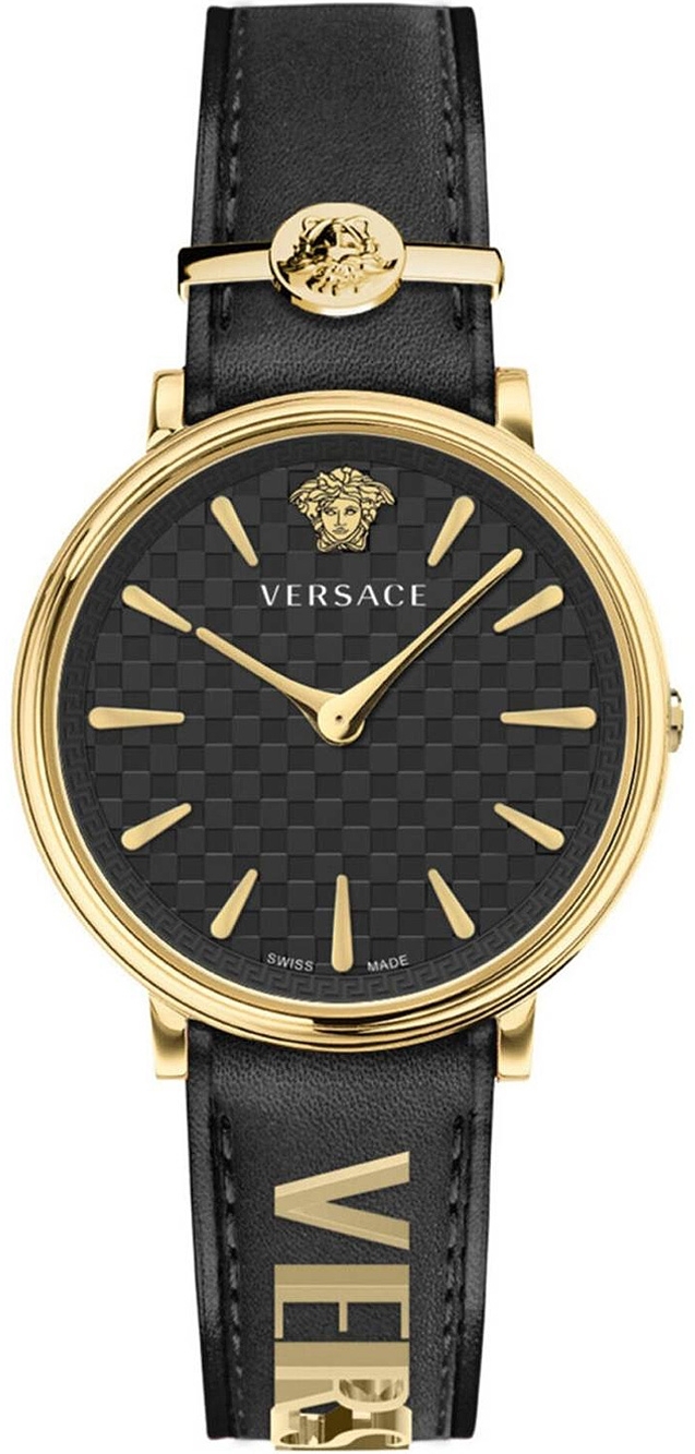 Versace Damklocka VE8104622 V Circle Svart/Läder Ø38 mm - Versace