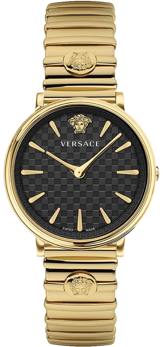 Versace Damklocka VE8104722 V Circle Svart/Gulguldtonat stål Ø38 mm - Versace