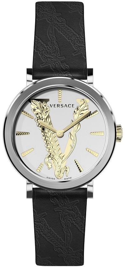 Versace Damklocka VERI00120 Virtus Silverfärgad/Läder Ø36 mm - Versace